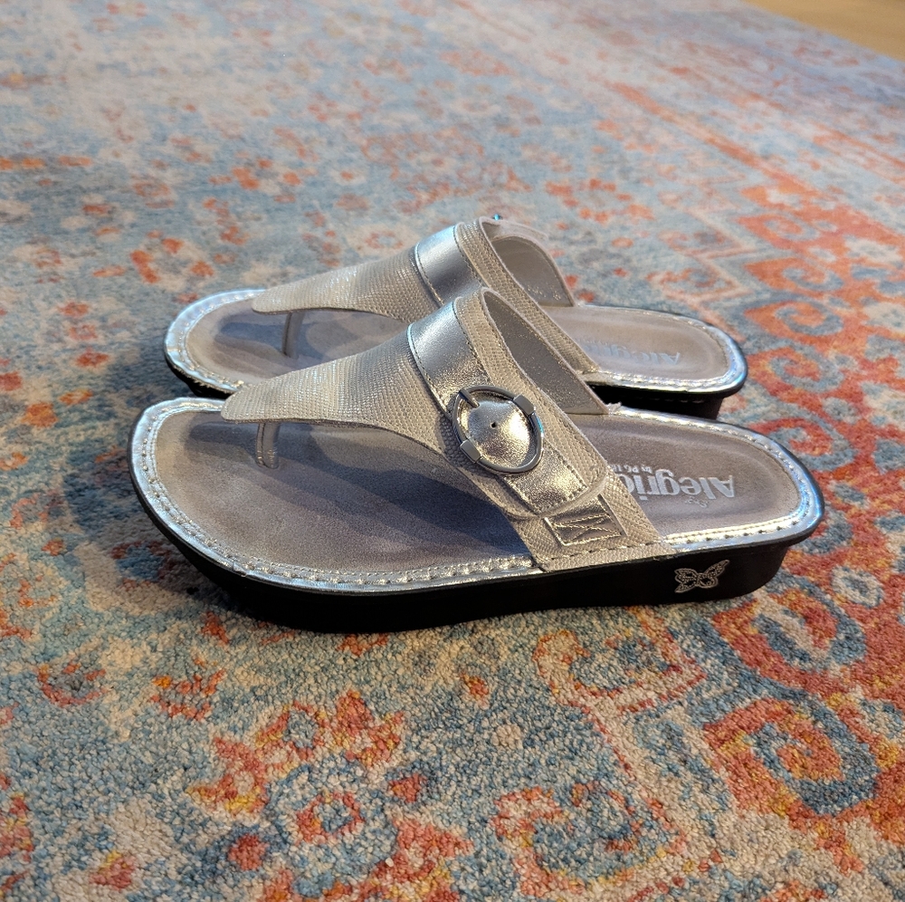 Alegria Women's EU 39 US 9 Codi COD-886 Adjustable Strap Sandals Comfort Silver
